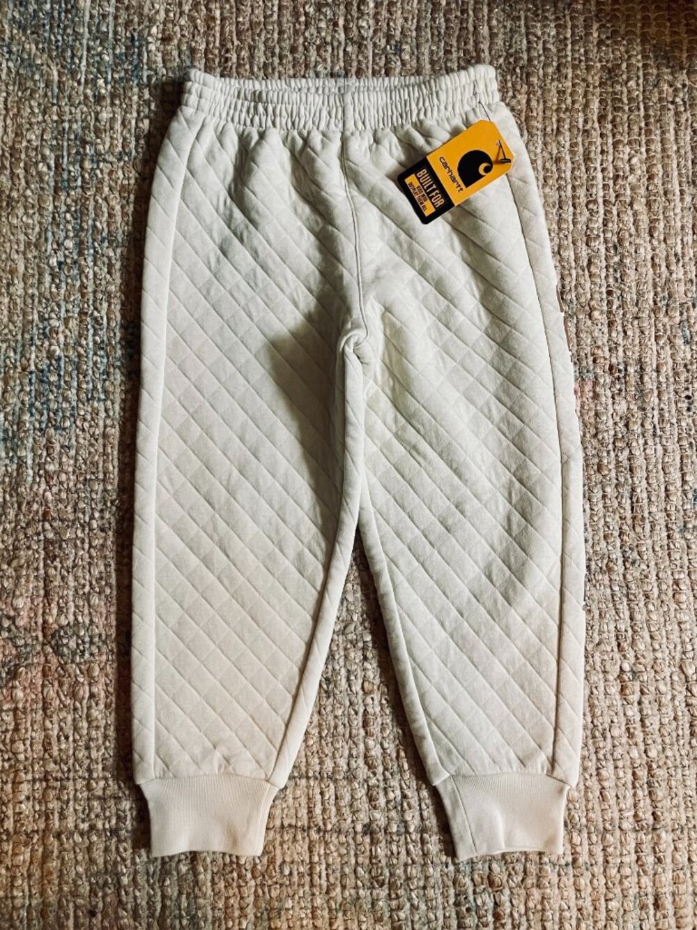 Carhartt Kids Quilted Sweatpants Logo Light Beige Toddler Unisex Boys 4T NWT